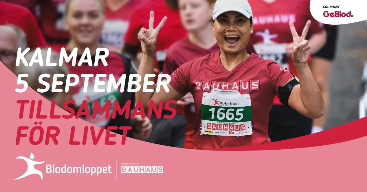 Blodomloppet Kalmar 5 sep! Löpare firar.