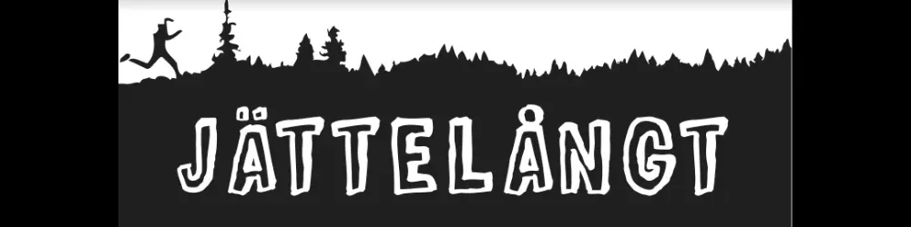 Jättelångt 70K ultramarathon-logotyp med en löpare i skogen.