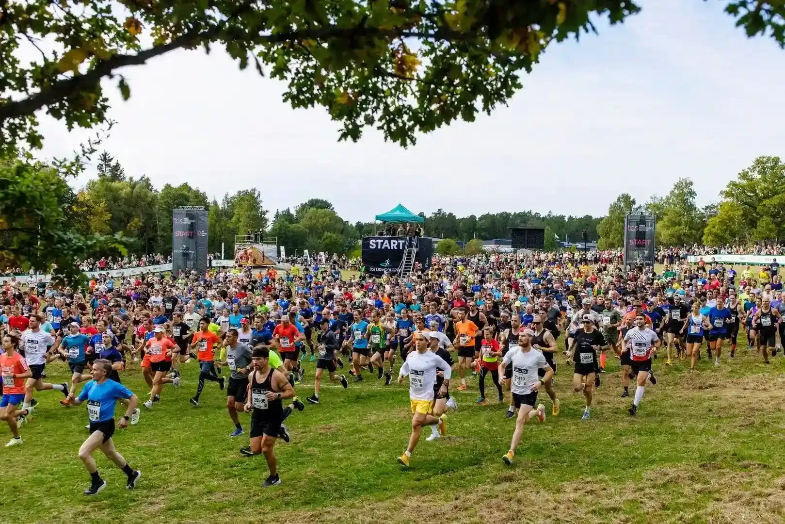 Starten av Lidingöloppet, många löpare.