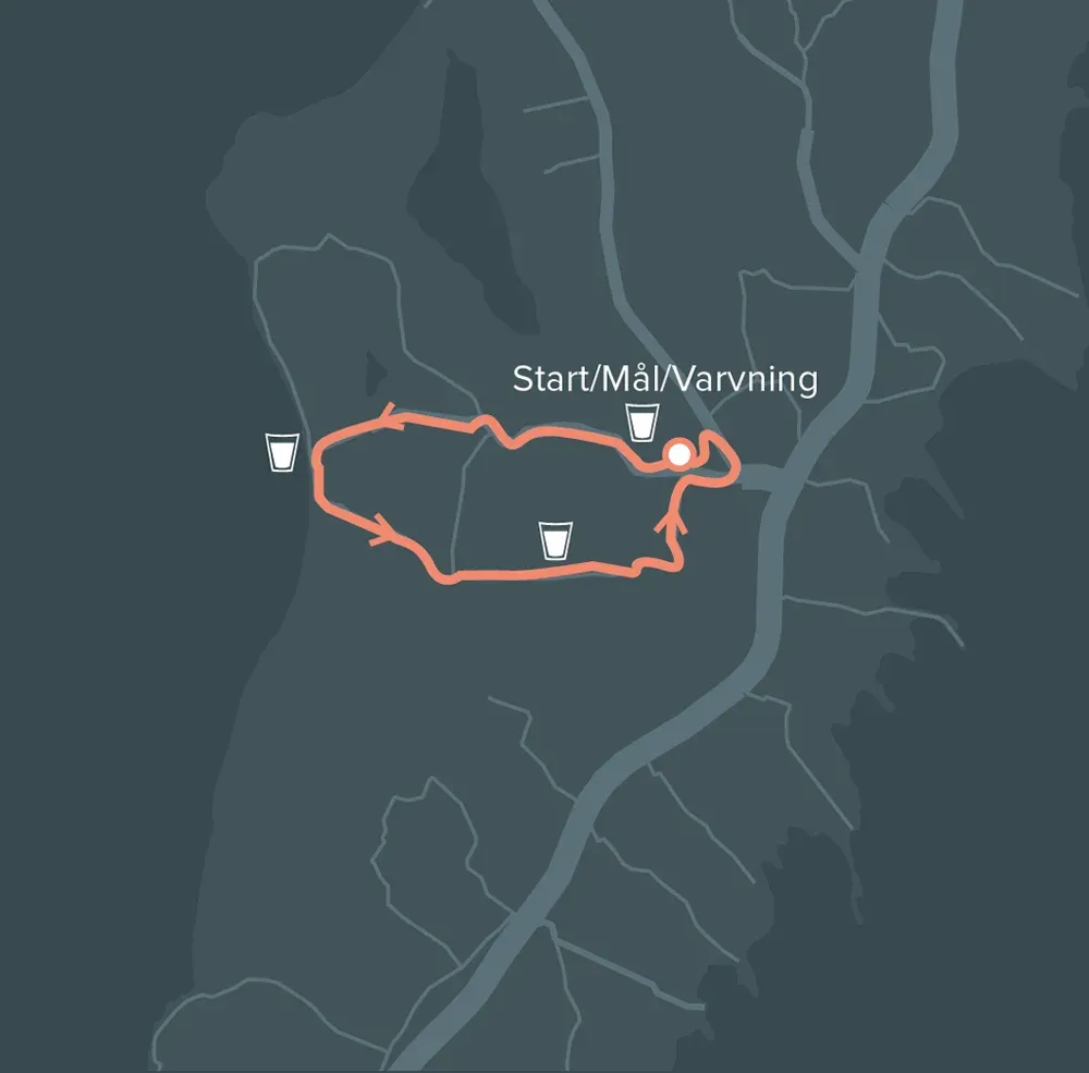 Ölands Maraton: karta över 2,1 km slinga i Löttorp.