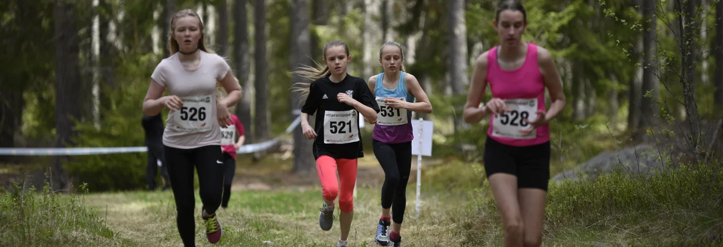 Löpare i Säfsbygdens BU ultramaraton. Fina stigar i Ulriksberg.