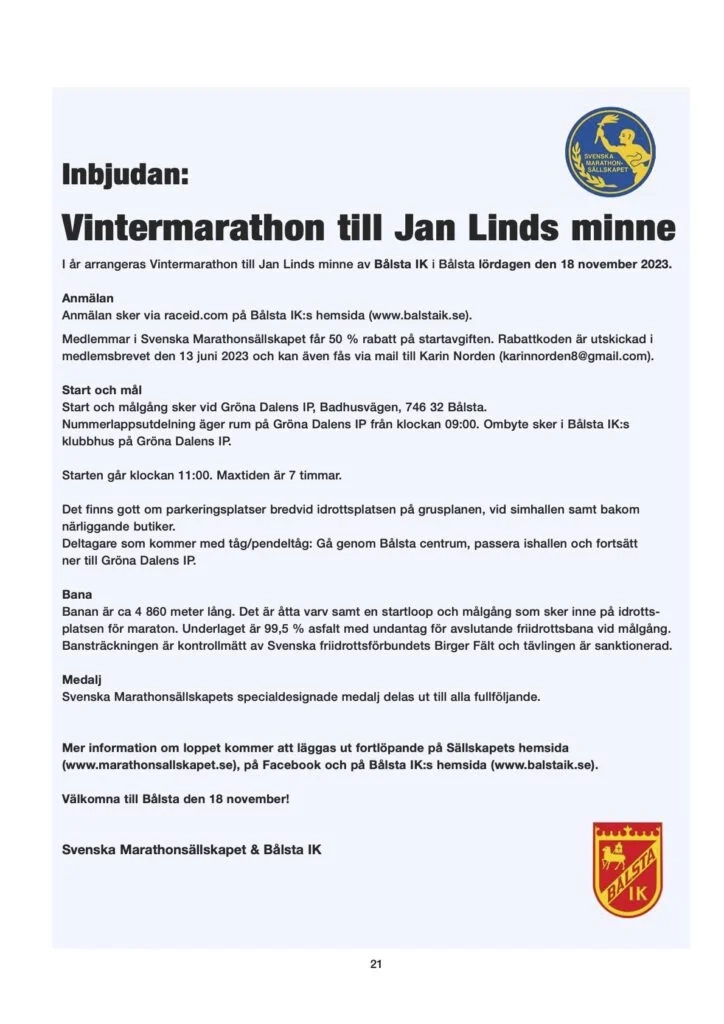 image 6 for: Svenska Marathonsällskapets Vintermarat...